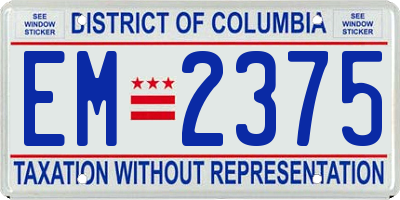 DC license plate EM2375