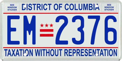 DC license plate EM2376