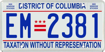 DC license plate EM2381