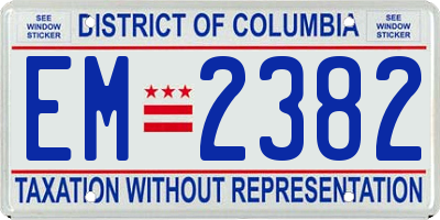 DC license plate EM2382