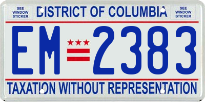 DC license plate EM2383