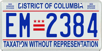DC license plate EM2384