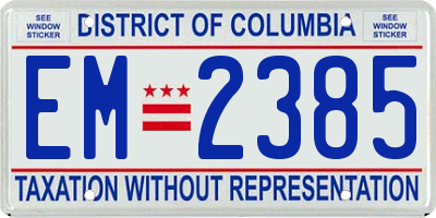 DC license plate EM2385