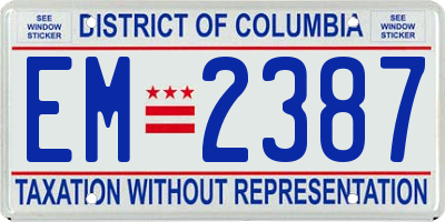 DC license plate EM2387