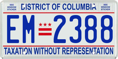 DC license plate EM2388