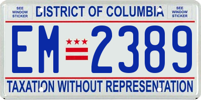 DC license plate EM2389