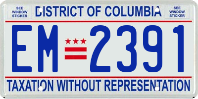 DC license plate EM2391