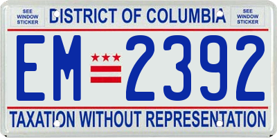 DC license plate EM2392