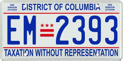 DC license plate EM2393