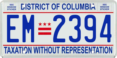 DC license plate EM2394
