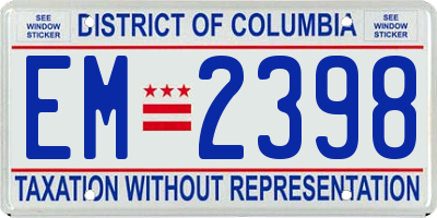 DC license plate EM2398
