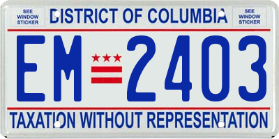 DC license plate EM2403
