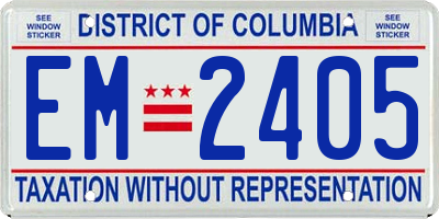 DC license plate EM2405