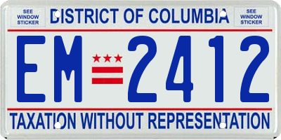 DC license plate EM2412