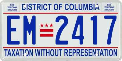 DC license plate EM2417