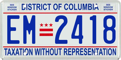 DC license plate EM2418