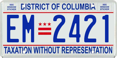 DC license plate EM2421