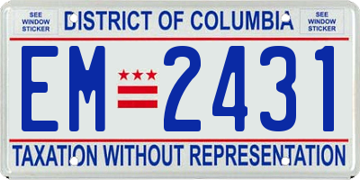 DC license plate EM2431