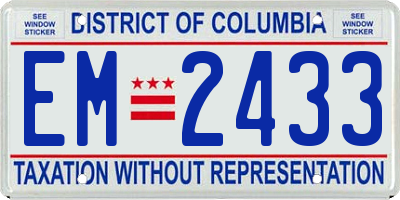 DC license plate EM2433