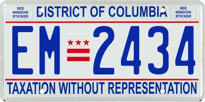 DC license plate EM2434
