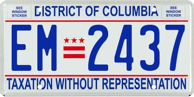 DC license plate EM2437
