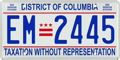 DC license plate EM2445