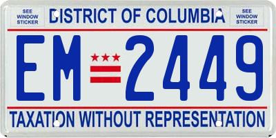 DC license plate EM2449