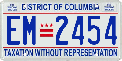DC license plate EM2454