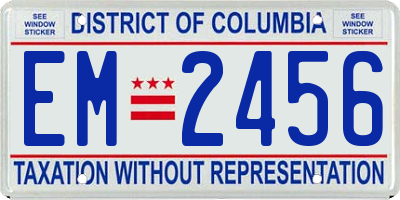 DC license plate EM2456