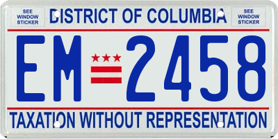 DC license plate EM2458