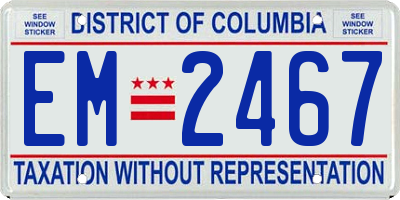 DC license plate EM2467