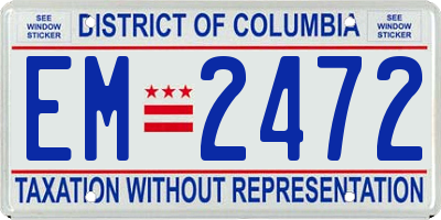 DC license plate EM2472