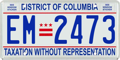 DC license plate EM2473
