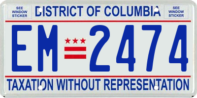 DC license plate EM2474