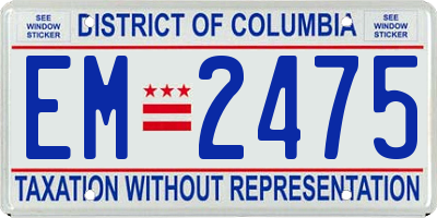 DC license plate EM2475