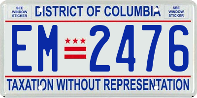 DC license plate EM2476