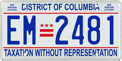DC license plate EM2481