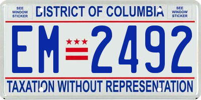 DC license plate EM2492