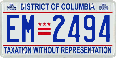 DC license plate EM2494