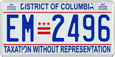 DC license plate EM2496
