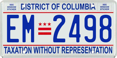 DC license plate EM2498
