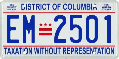 DC license plate EM2501