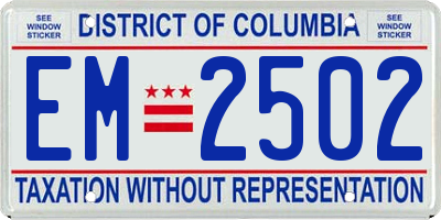 DC license plate EM2502