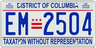 DC license plate EM2504