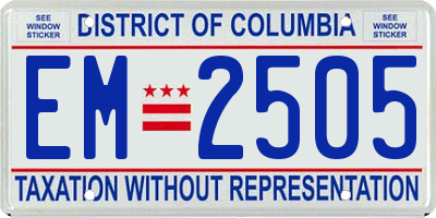 DC license plate EM2505