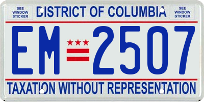 DC license plate EM2507