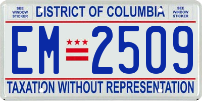 DC license plate EM2509