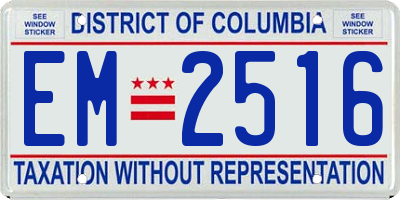 DC license plate EM2516