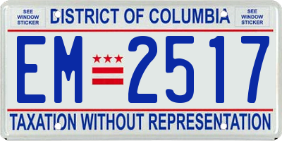 DC license plate EM2517