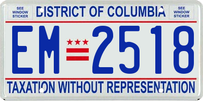 DC license plate EM2518